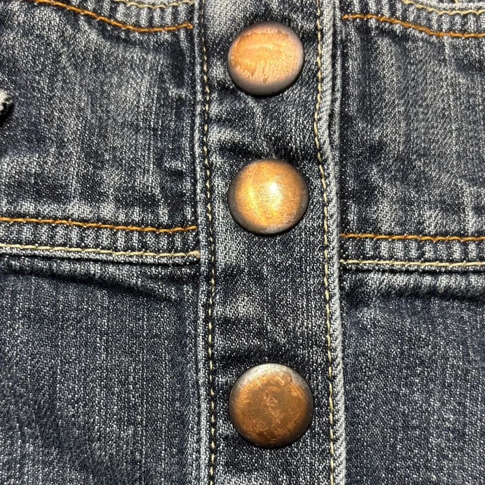 GAP Y2K Denim Mini Low Rise Full Snap Button Front Casual Jean Skirt - Picture 4 of 11